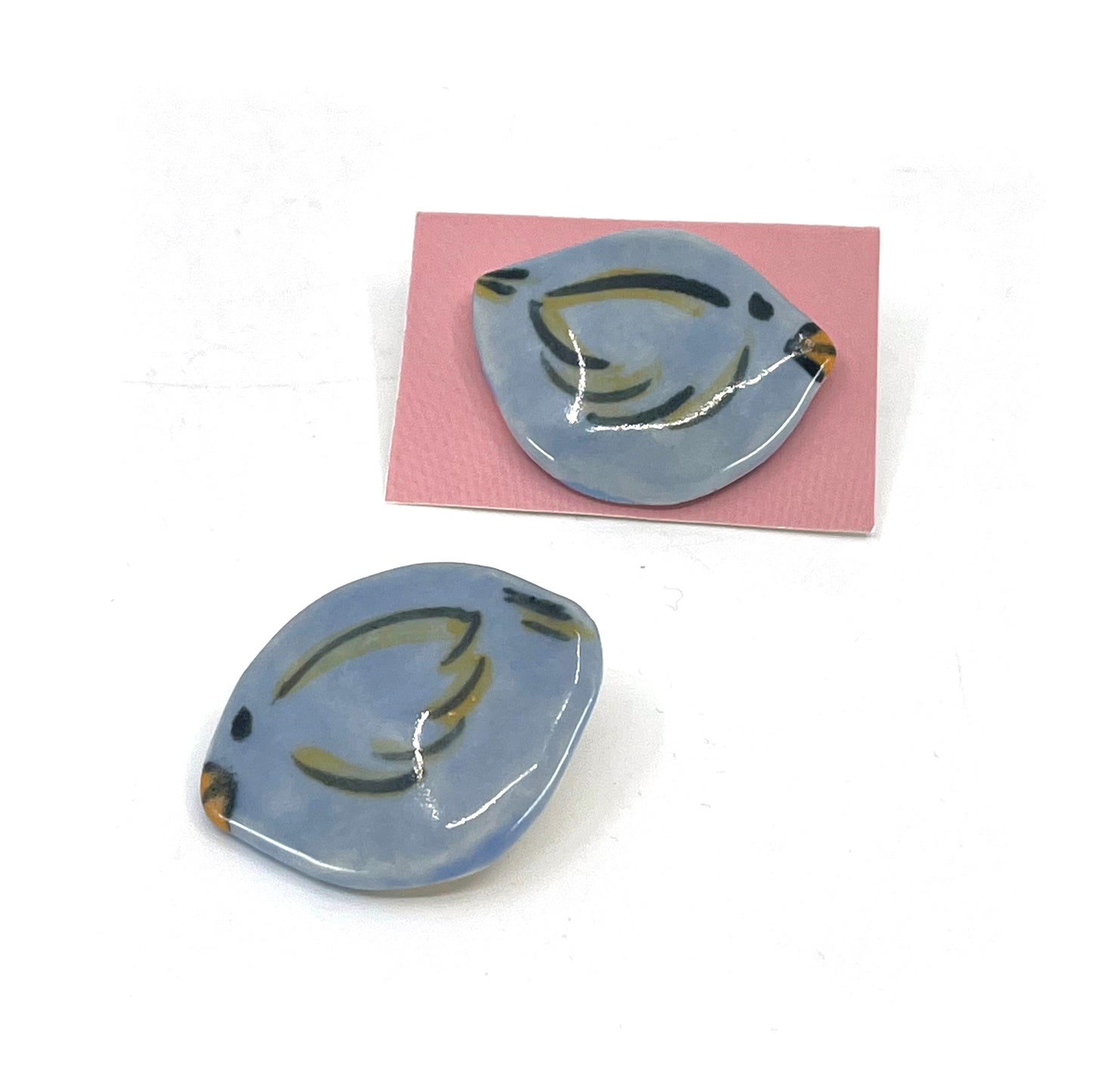 Ceramic Bird Pin - Blue