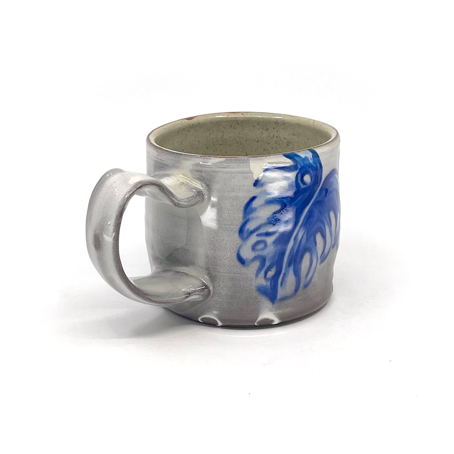 Handmade Mug - Blue Monstera
