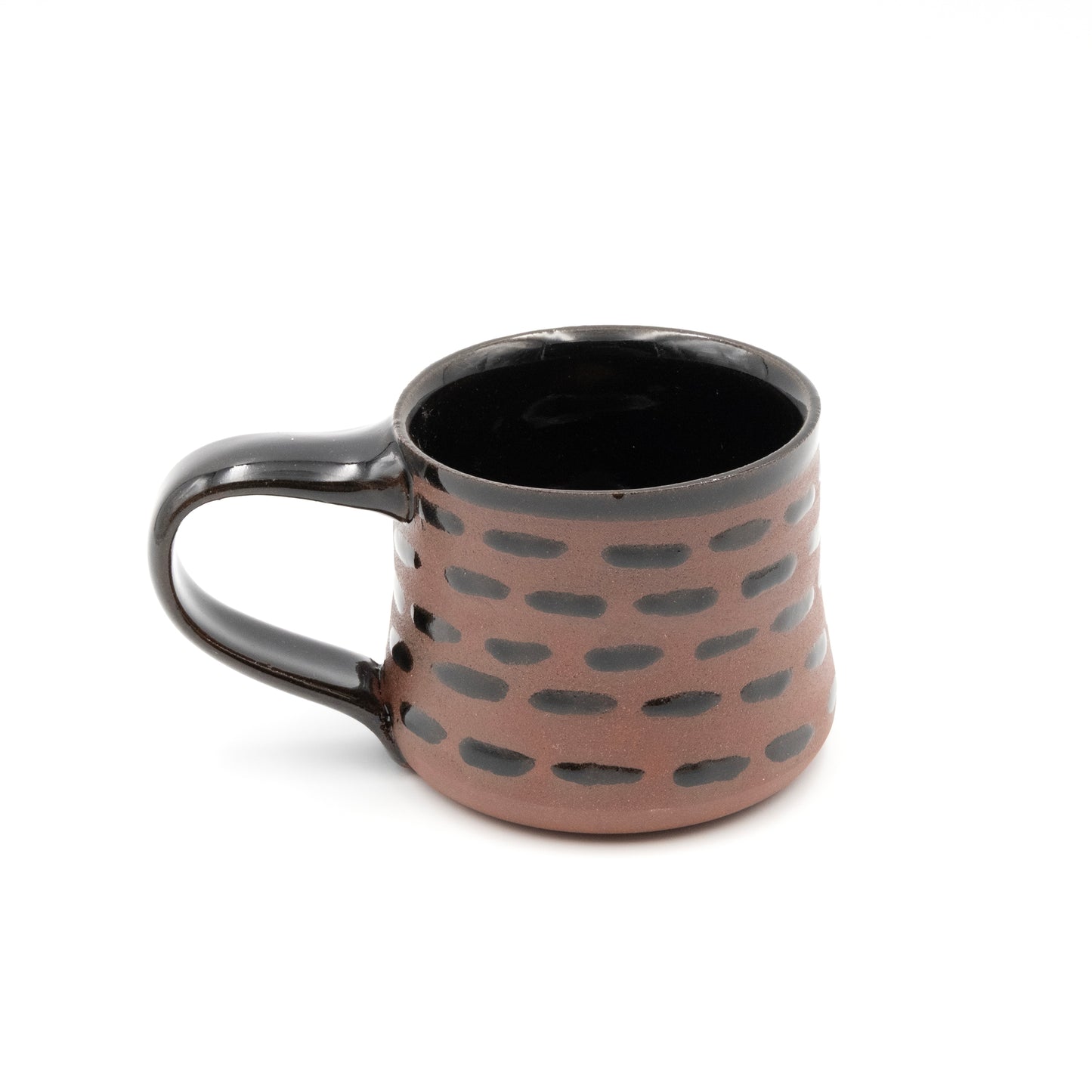Ceramic Mug - Black Dashes Raw Clay