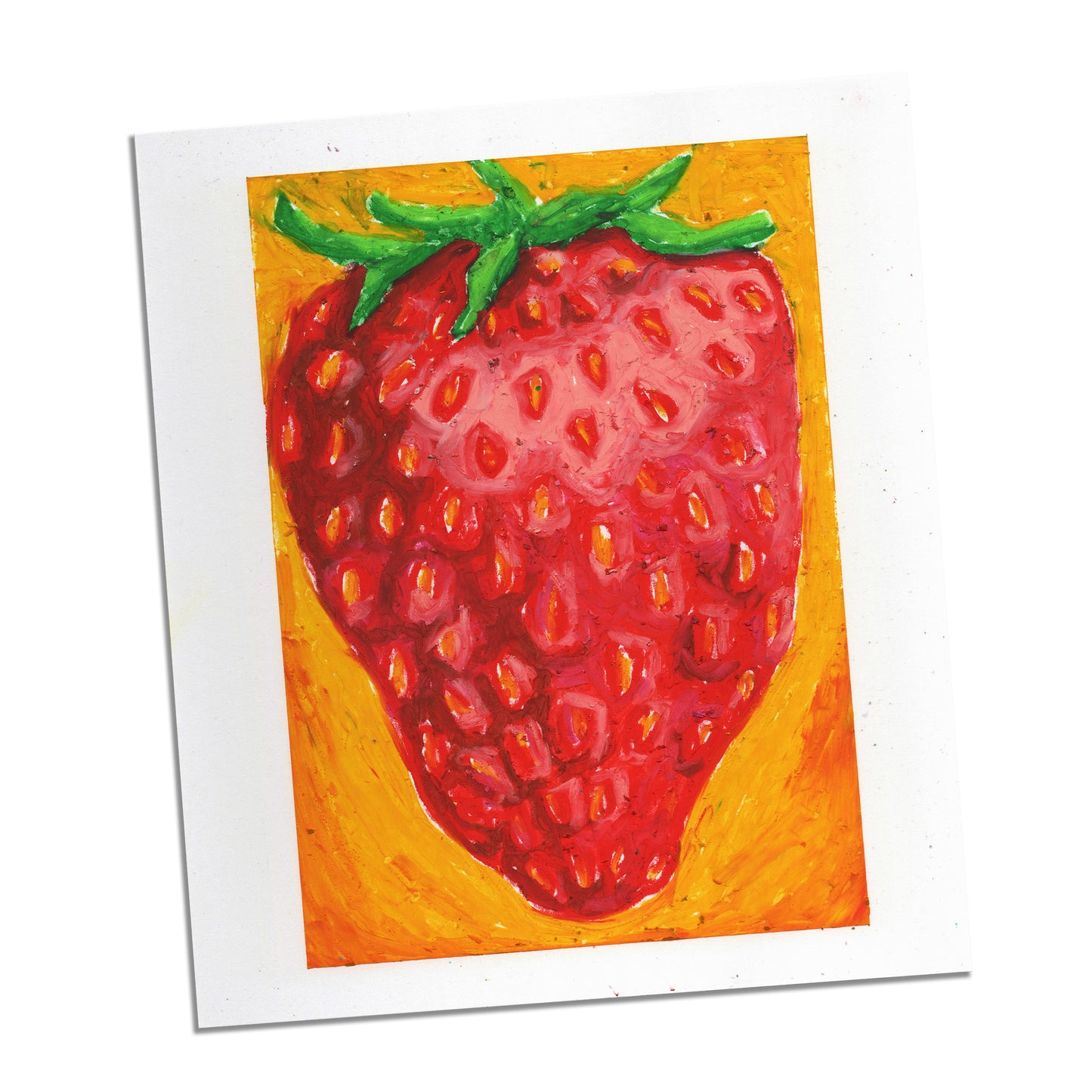 Original Oil Pastel Illustration - Strawberry