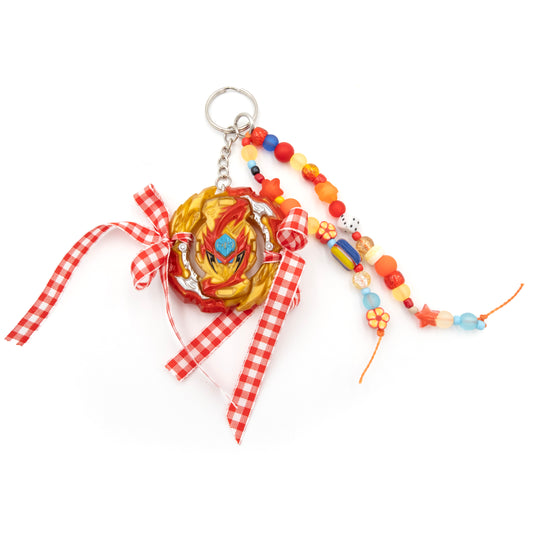 Beyblade Keychain - Red and Gold