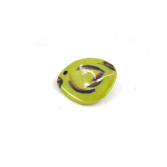 Ceramic Bird Pin - Green