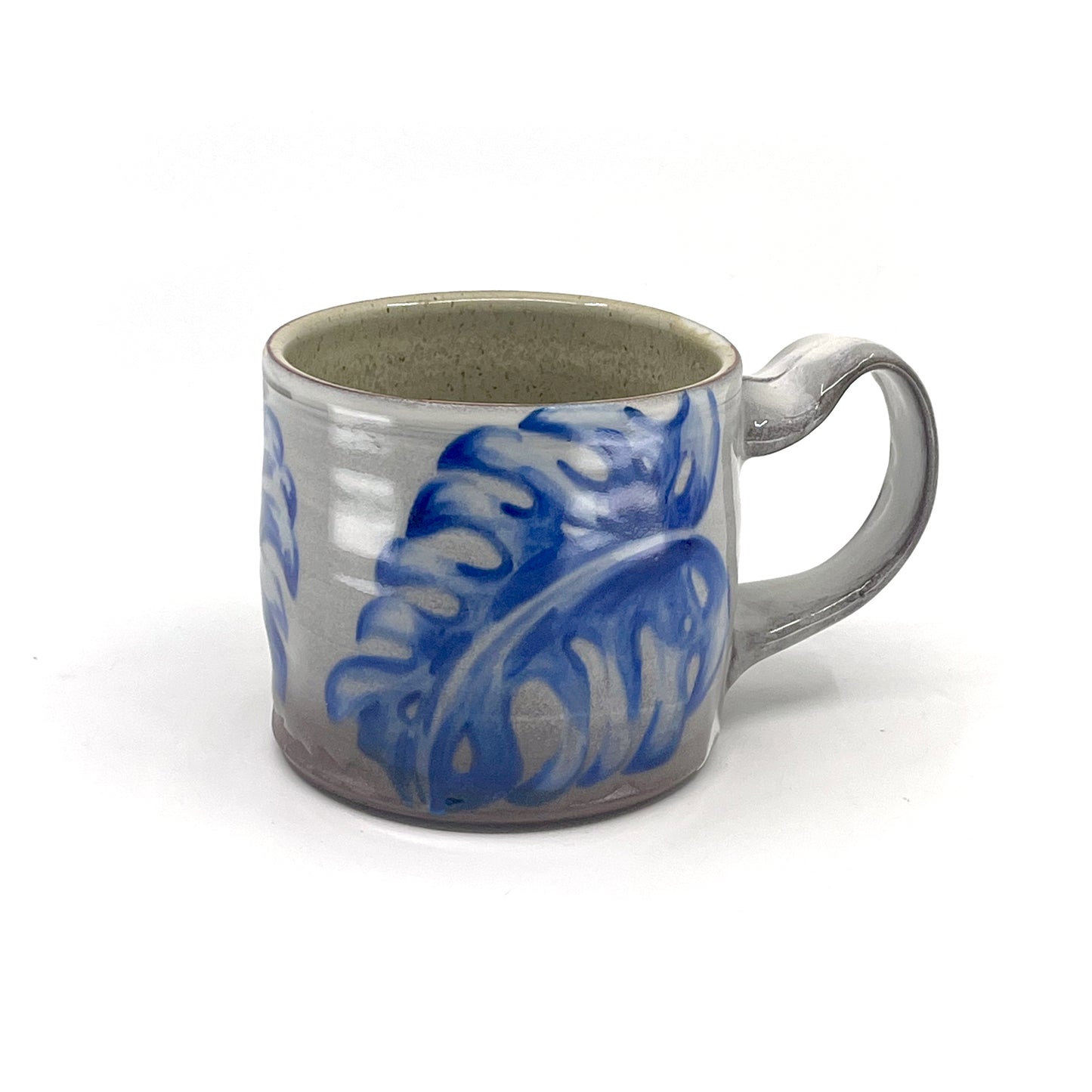 Handmade Mug - Blue Monstera