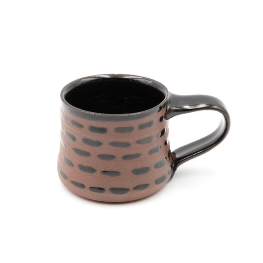 Ceramic Mug - Black Dashes Raw Clay
