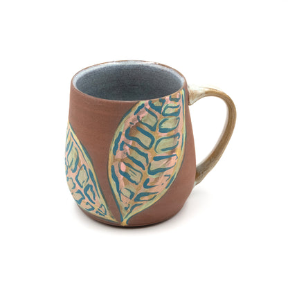 Ceramic Mug - Tropical Leaf Raw Clay 1