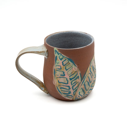 Ceramic Mug - Tropical Leaf Raw Clay 2