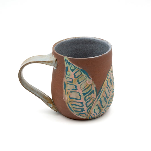 Ceramic Mug - Tropical Leaf Raw Clay 2