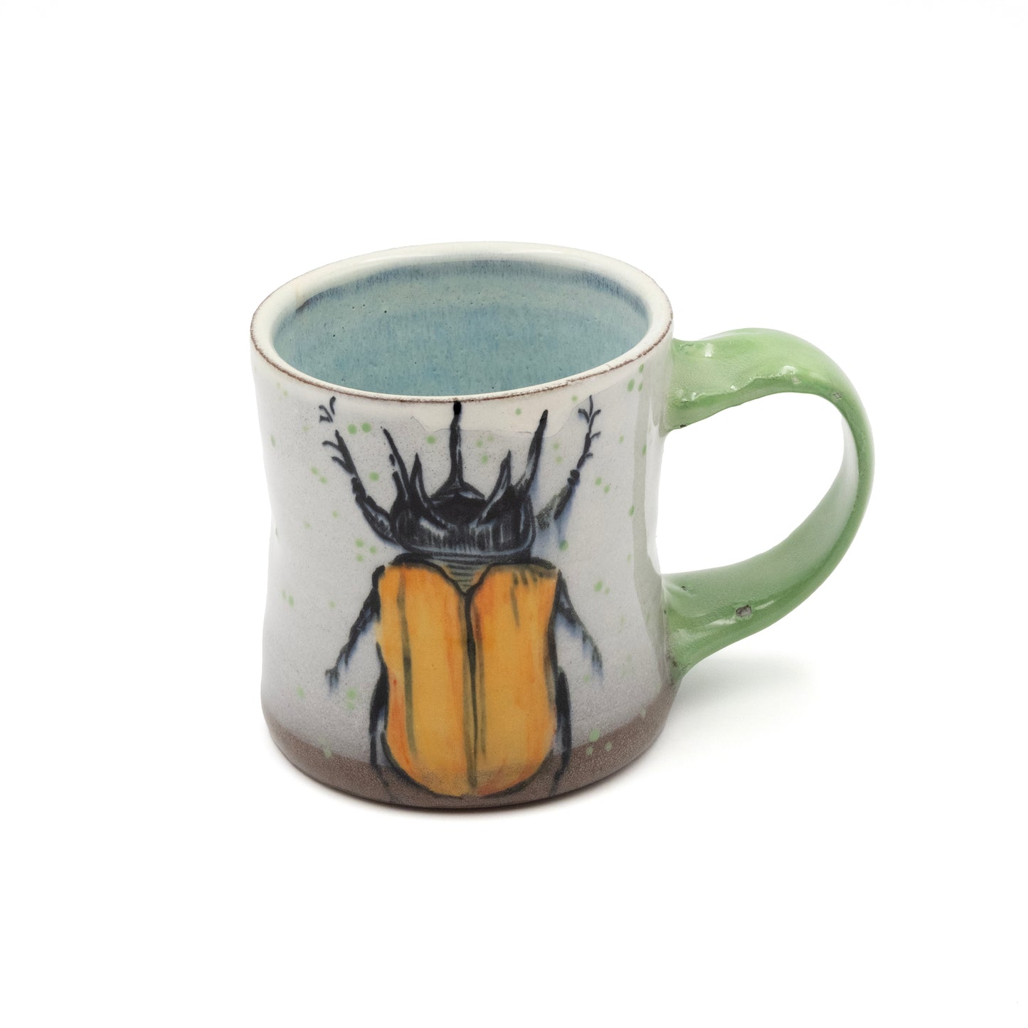 Ceramic Mug - Rhino Beetle Green handle