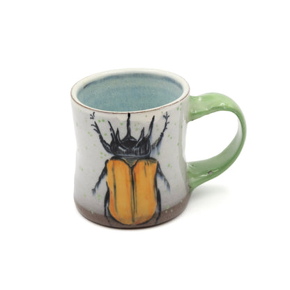 Ceramic Mug - Rhino Beetle Green handle