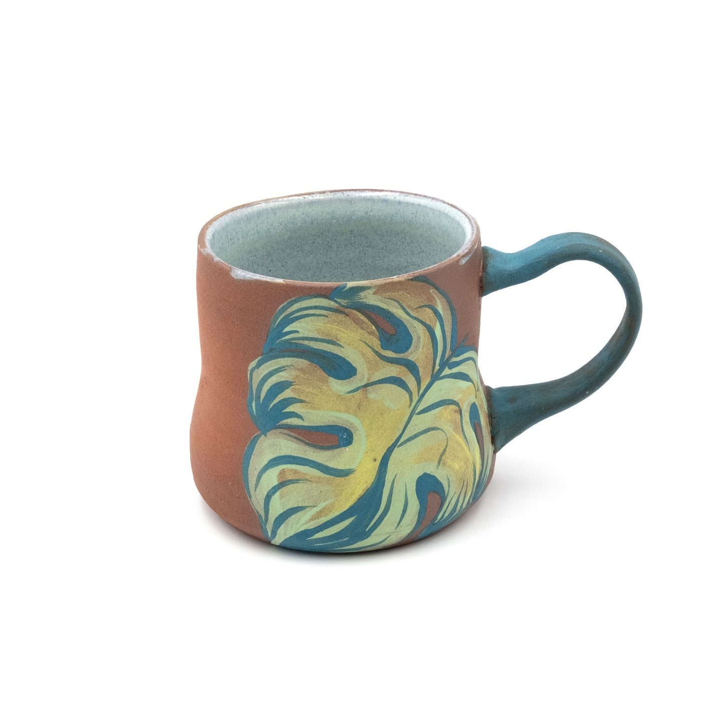 Ceramic Mug - Monstera Leaf Raw Clay