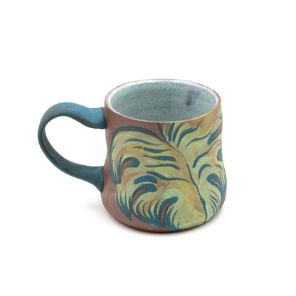 Ceramic Mug - Monstera Leaf Raw Clay