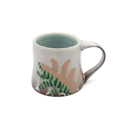 Ceramic Mug - Striped Leaf Pink and Green 2