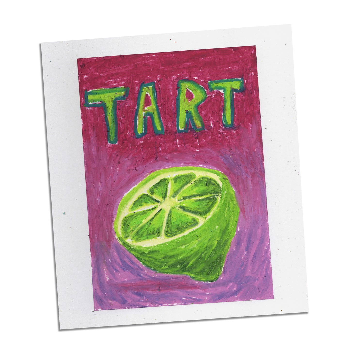 Original Oil Pastel Illustration - Tart Lime